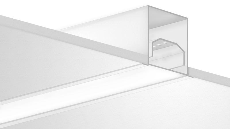 ALL-3R-DIRECT-WIDE wall mounted extruded illumination 3" wide linear light fixture for direct illumination in offices, retail, and other professional spaces
