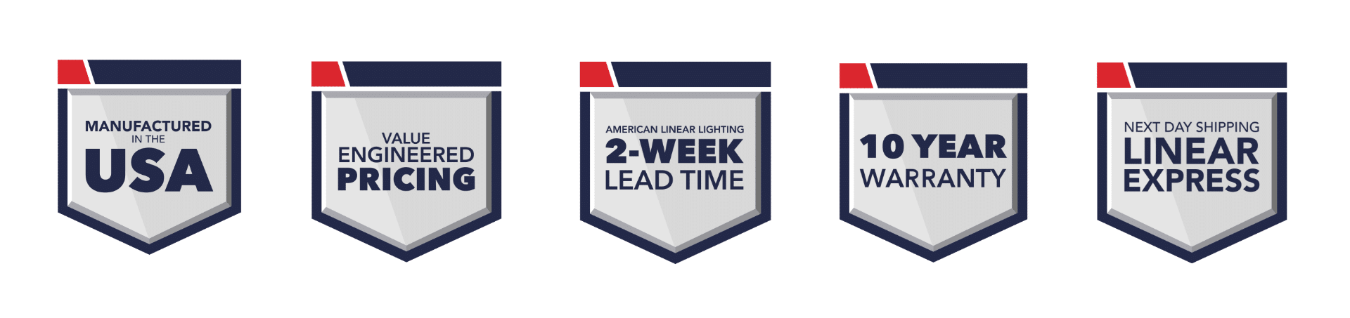 Shield Group Graphic (1) American Linear Lighting provides value engineered architectural led linear lighting that is manufactured in the USA. Light fixtures are available with a two week lead time or next-day ship on selected luminaires.