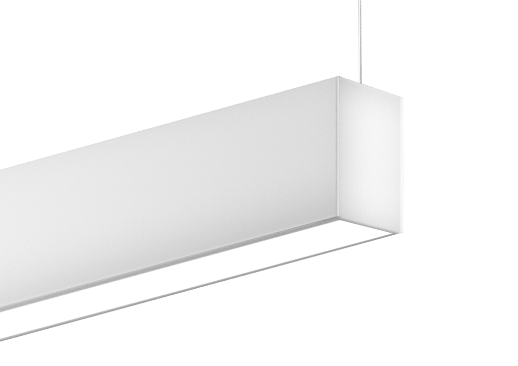 suspended 2" wide mount led linear light in an extruded aluminum housing