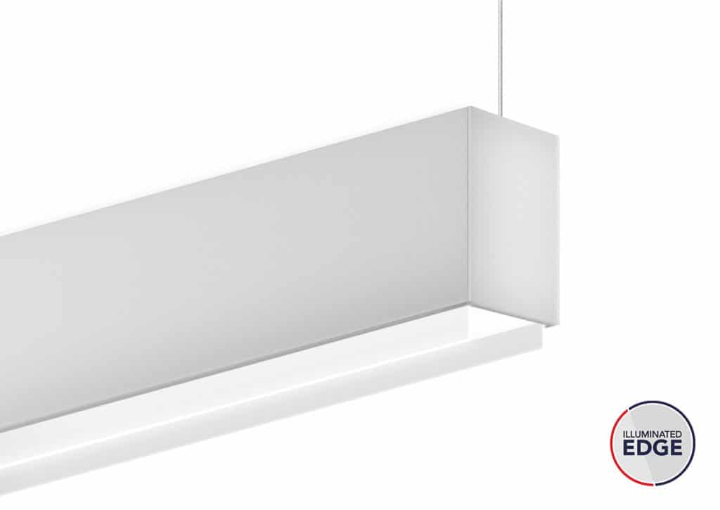 suspended 2" wide mount led linear light in an extruded aluminum housing